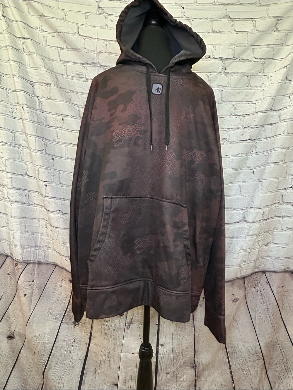 And1 Black and Deep Red Camo Pullover Hoodie with Subtle Pattern